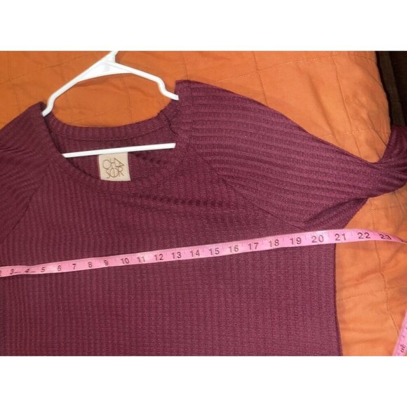 Chaser Burgundy Thermal Waffle Long-Sleeve  Women's Top Size XL - Picture 6 of 8